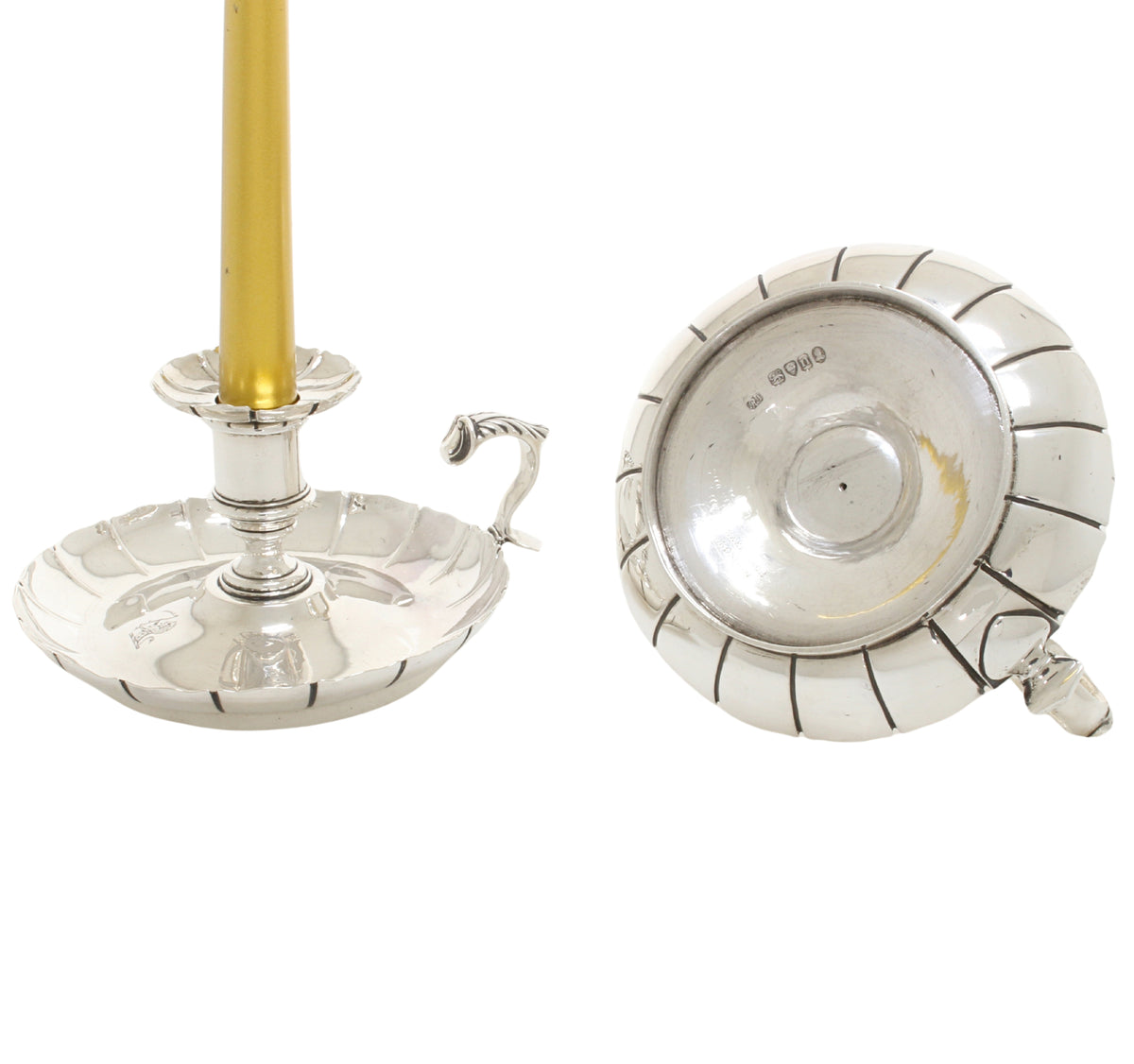 zilveren blakers met gouden kaars